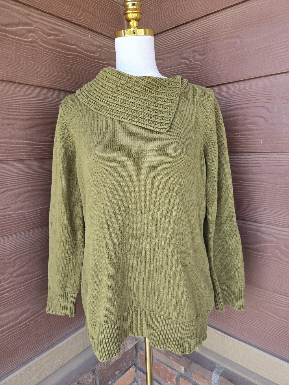 Coldwater Creek Olive Green Knit Sweater Women’s Large - Picture 9 of 16